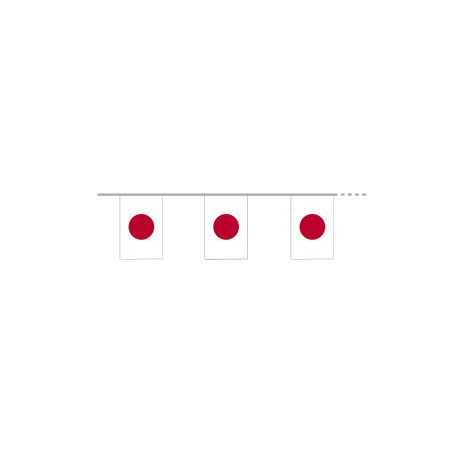 Guirlande drapeau Japon - 10 fanions 20 x 30 cm - PLASTIQUE- Long.500 cm