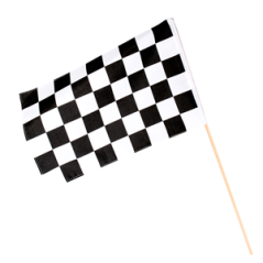 Drapeau à la main racing - tissu - 30 x 45cm / bâton 60cm