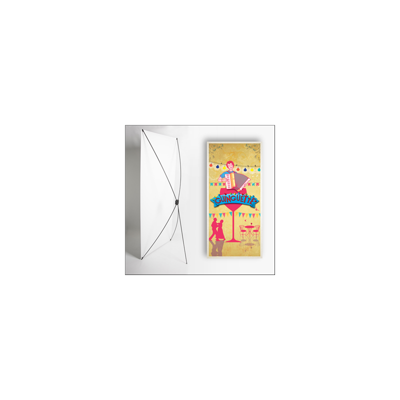 Kakemono Guinguette 4 - 180 x 80 cm - Toile M1 avec structure X- Banner