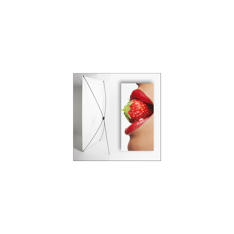 Kakemono Rouge fraise  - 180 x 80 cm - Toile M1 avec structure  X- Banner