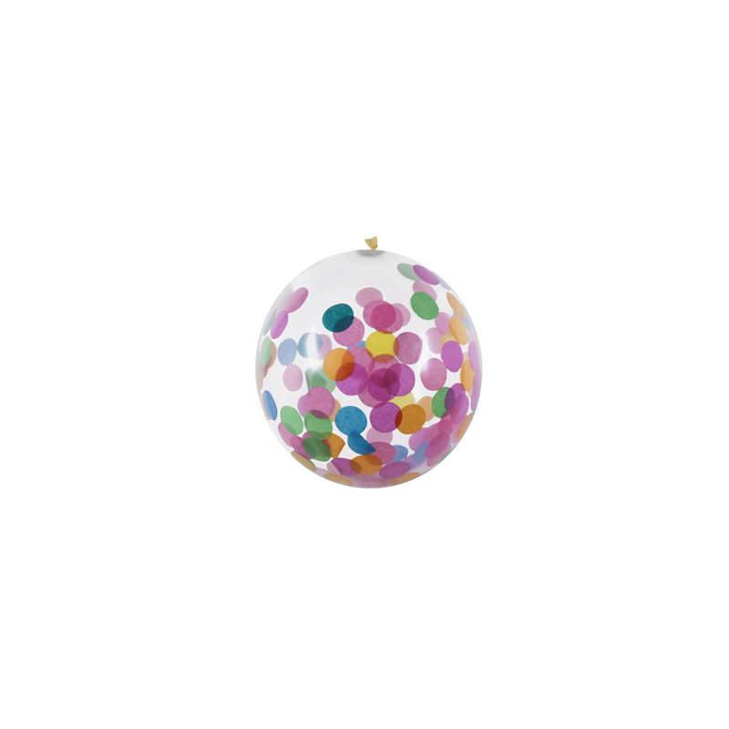 Ballon transparent à confettis multicolores x5 - Diam. 30cm