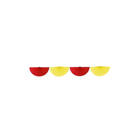 Guirlande de 8 éventails rouges et jaunes 15cm - papier Long. 230cm