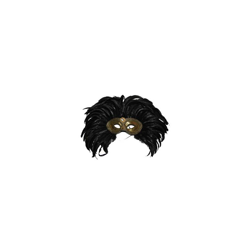 Masque plume noir - Diam. 50cm