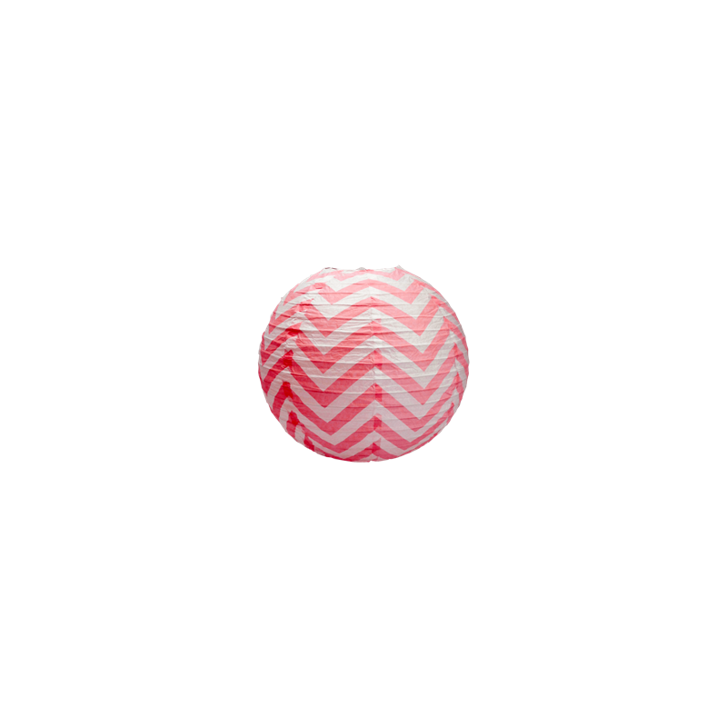 Lampion à chevron rouge papier - Diam. 35cm