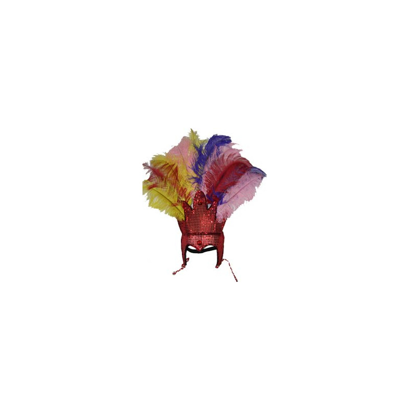 Coiffe de danseuse de carnaval brésilien à sequins  et  plumes d'autruche 65 cm