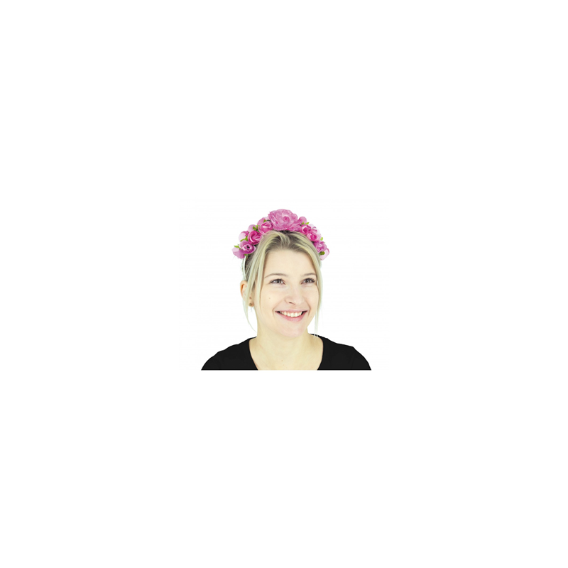Serre-tête fleurs roses en tissu