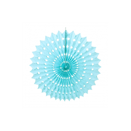 Éventail bleu dragée papier - Diam. 53cm
