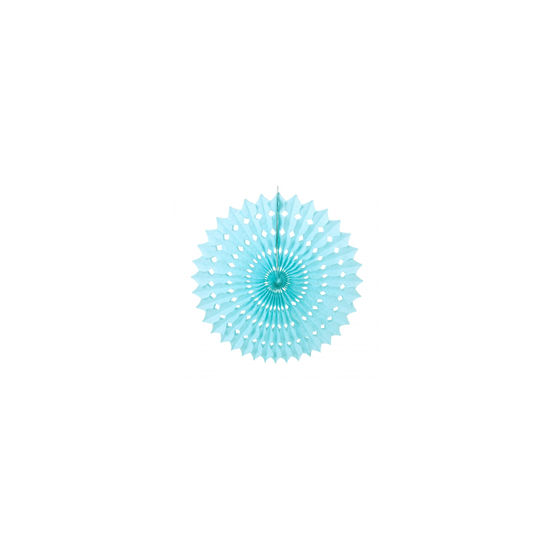 Éventail bleu dragée papier - Diam. 20cm