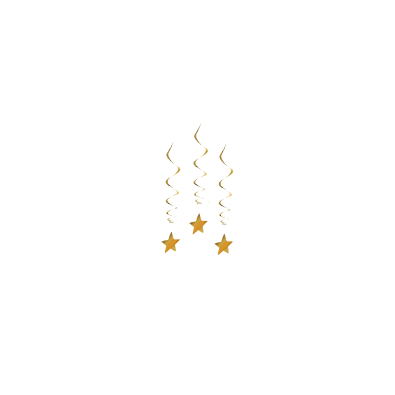 Lot de 3 tourbillons étoile Or - Haut. 80cm