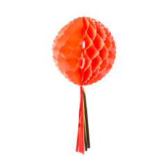 Boule alvéolée en papier avec tassel  corail  - Diam. 30cm