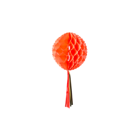 Boule alvéolée en papier avec tassel  corail  - Diam. 30cm