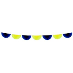 Guirlande de 7 éventails bleu/jaune 3 m - papier*