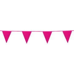 Guirlande fanions 20 x 16cm scintillants roses fuchsia - carton Long. 6m