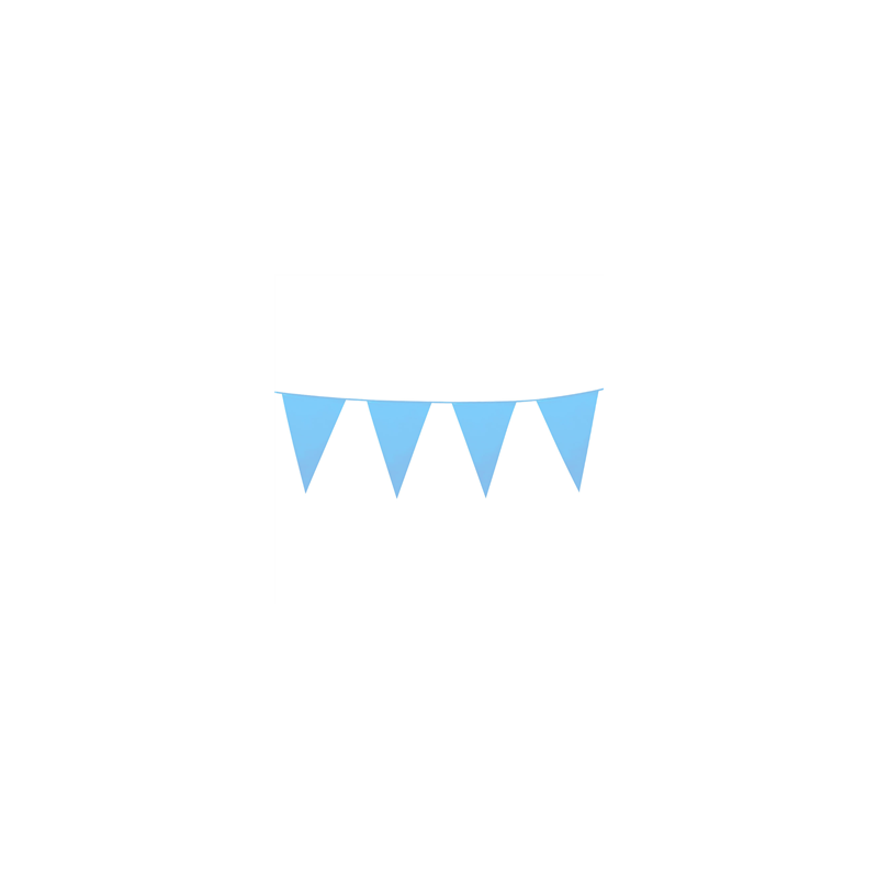 Guirlande de fanions bleu ciel 14 x 10cm - plastique Long. 3m
