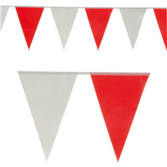 Guirlande de fanions 30 x 20cm blanc/rouge - plastique Long. 10m
