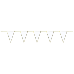 Guirlande fanions blanc et OR - 12 fanions 10 x 15cm - papier Long. 300cm