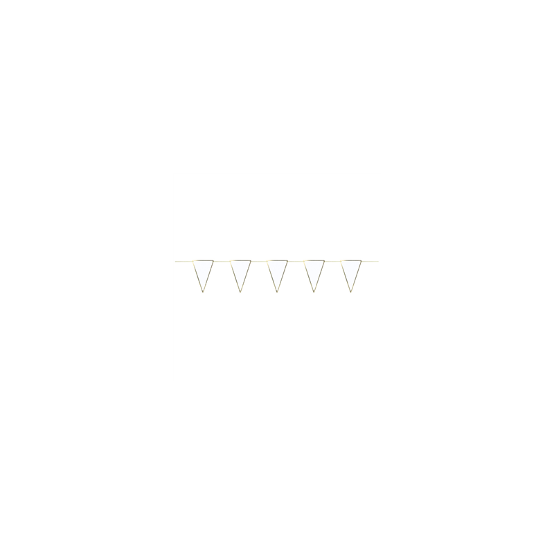Guirlande fanions blanc et OR - 12 fanions 10 x 15cm - papier Long. 300cm
