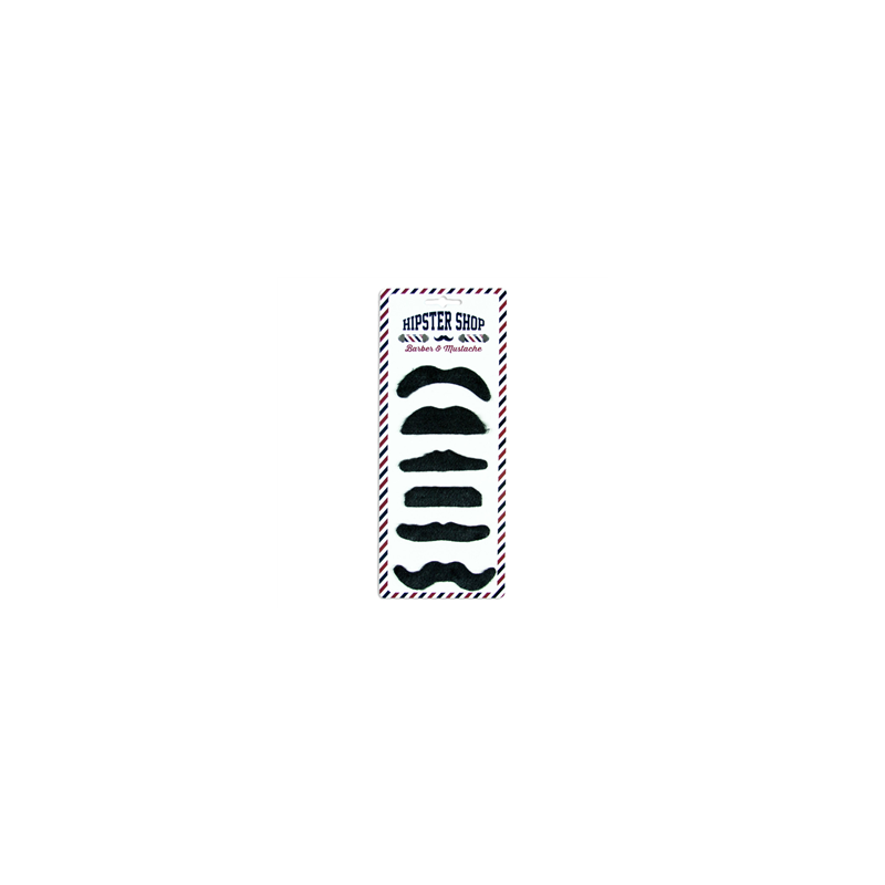 Lot de 6 moustaches noires assorties
