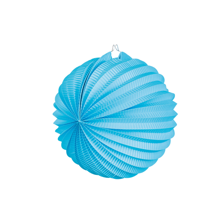 Lampion rond bleu clair papier - Diam. 23cm