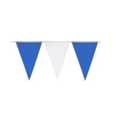 Lot de 2 guirlandes fanions bleus et blancs 30 x 20cm - papier Long. 4m