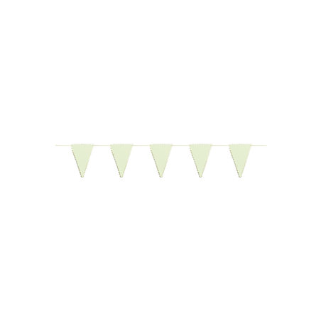 Guirlande vert pastel et OR 12 fanions 10 x 15cm - papier Long. 300cm