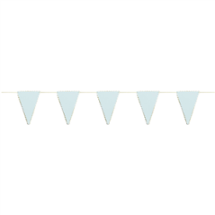 Guirlande bleu pastel et OR 12 fanions 15 x 10cm - papier Long. 300cm