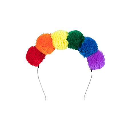 Tiare pompon arc-en-ciel