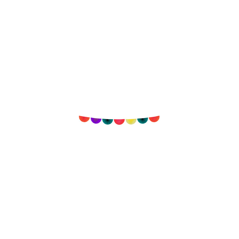 Guirlande de 7 éventails multicolore - papier - 3 m*