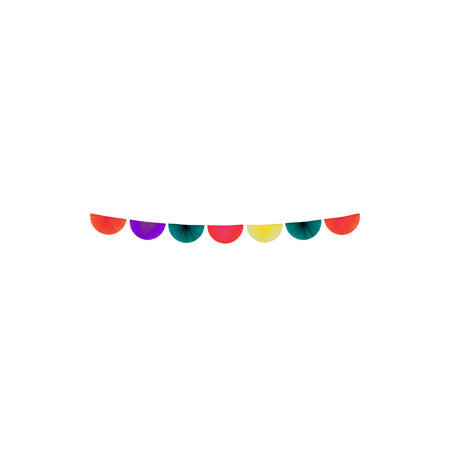 Guirlande de 7 éventails multicolore - papier - 3 m*