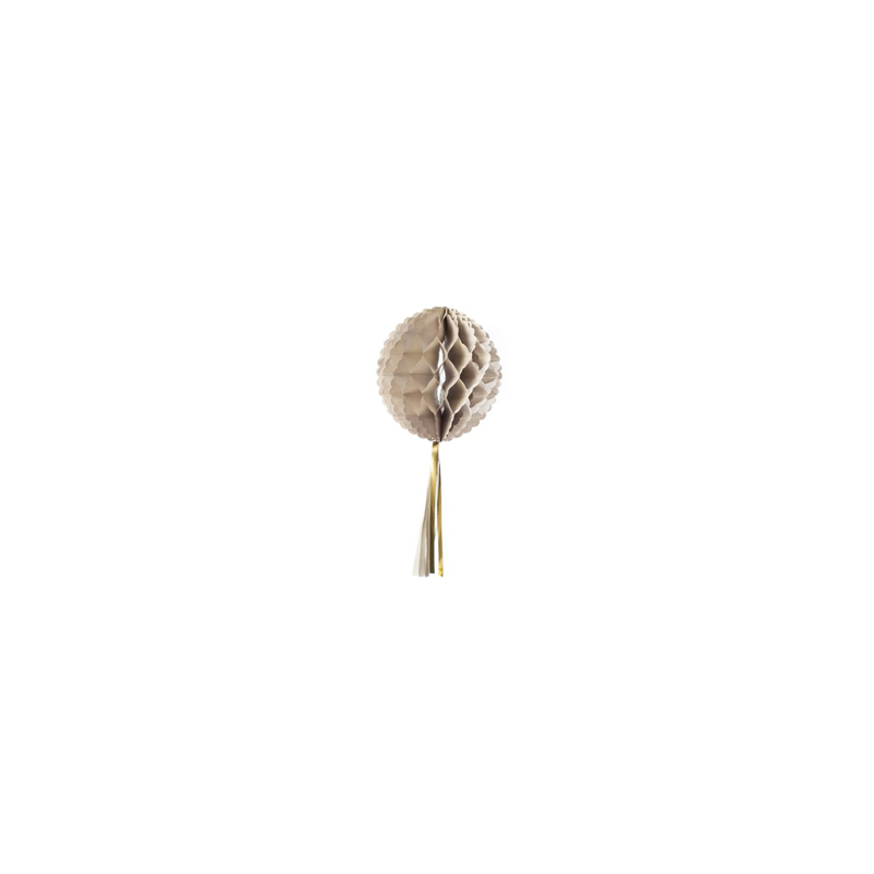 Boule alvéolée grise avec tassel - Diam. 30cm