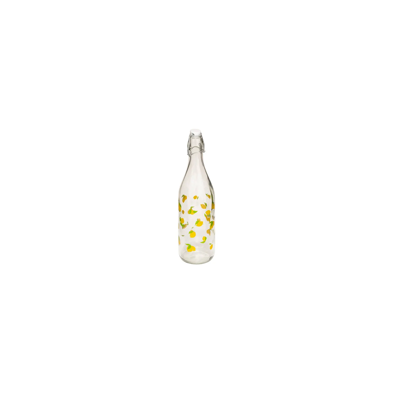 Bouteille en verre motif citrons 1L L. 8,7 x H. 31,7 cm