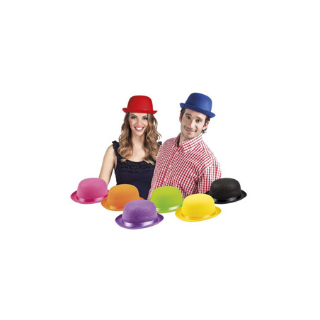 Lot de 8 chapeaux melon feutre (coloris assortis) - Haut. 12cm Diam. 28cm