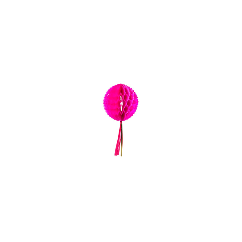 Boule alvéolée rose fuchsia avec tassel - Diam. 30cm