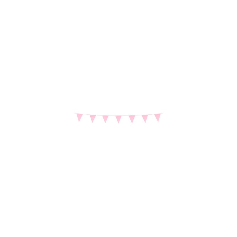 Guirlande fanions 20 x 16cm scintillants roses clairs - carton Long. 6m