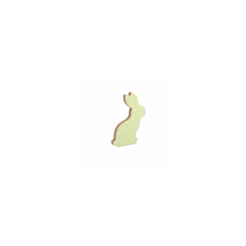 Lapin Fleuri Douceur Printanière Bois Vert Sauge et Crème 12x22,5x2cm