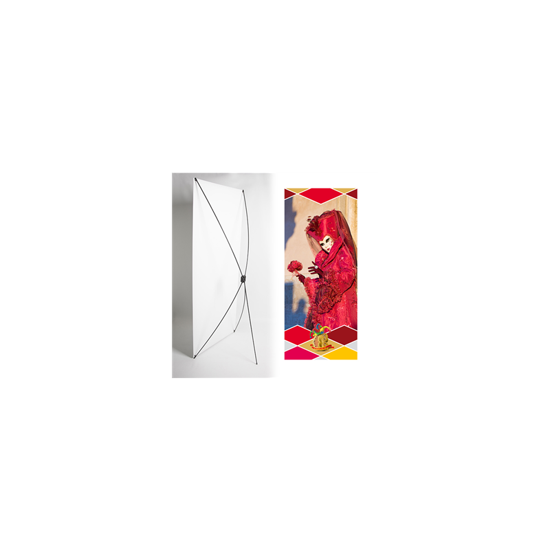 Kakemono Dame rouge - 180 x 80 cm - Toile M1 avec structure  X- Banner