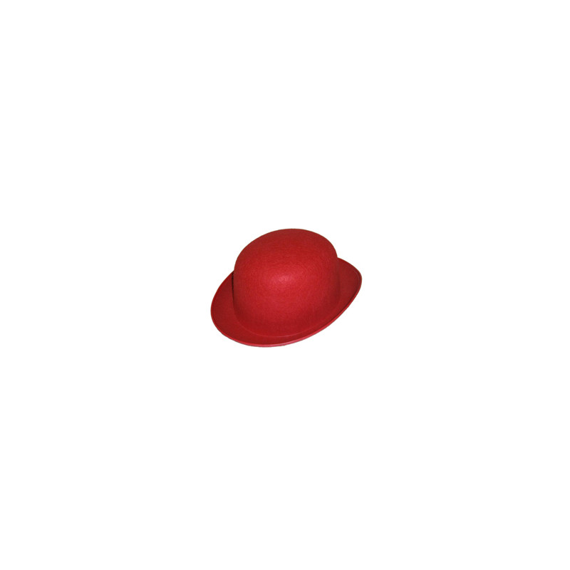 Chapeau melon rouge - feutre - haut 12 cm diam 28 cm