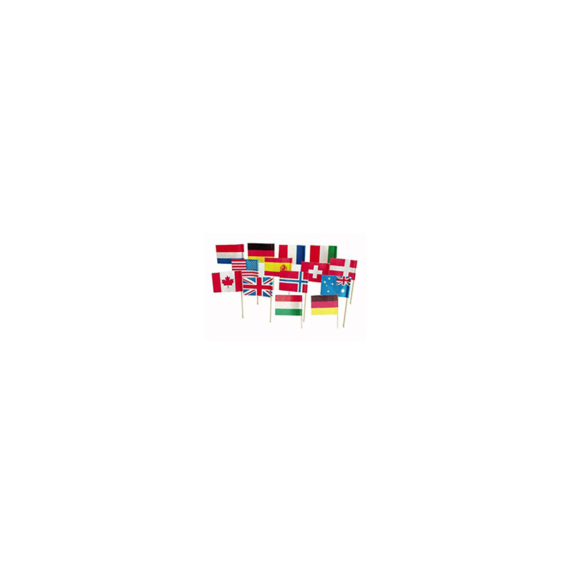 Mini drapeaux de plusieurs pays du monde x 144 - 3.5 x 2.5 x 6.5 cm