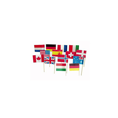Mini drapeaux de plusieurs pays du monde x 144 - 3.5 x 2.5 x 6.5 cm