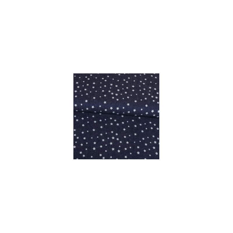 Tissu Jupiter bleu étoiles argent - Larg. 150cm (vendu au mètre)