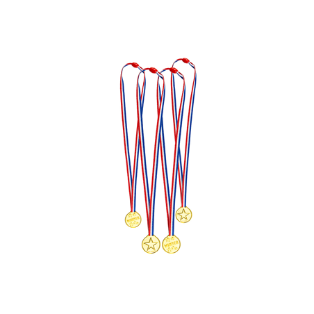 Lot de 4 médailles d'or PVC et tissu 14 cm