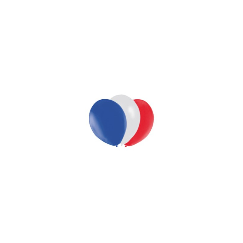 Ballons x9 bleu/blanc/rouge - Diam. 29cm