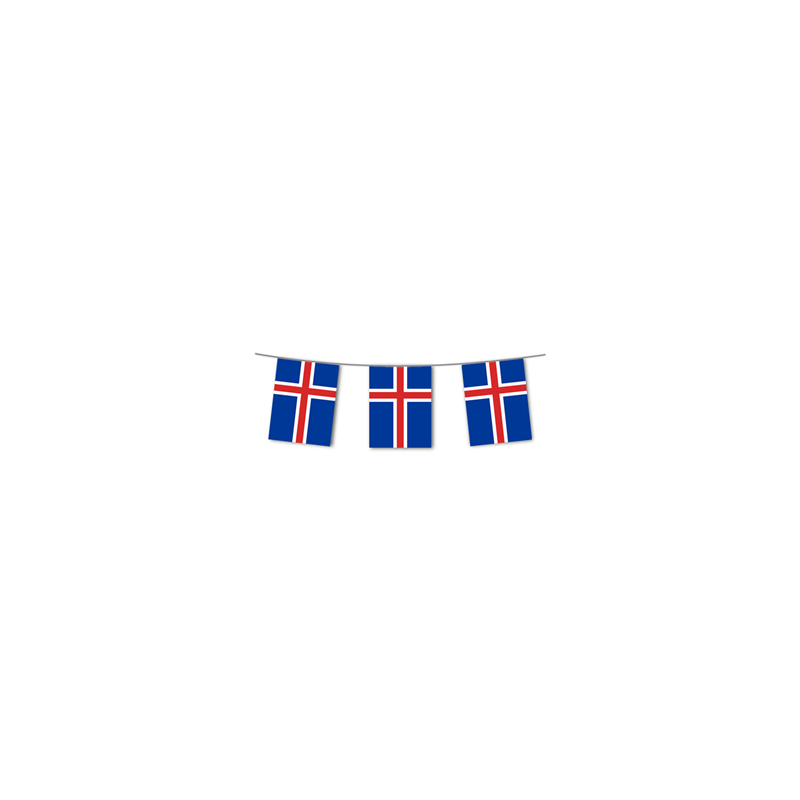 Guirlande drapeaux Islande 10 fanions 20 x 30cm - papier Long. 420cm