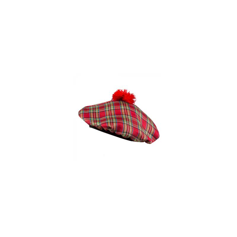 Béret écossais rouge - tissu - hauteur 15 cm diam 30 cm