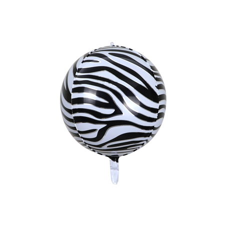 Ballon aluminium géant motif zèbre - Diam. 55 cm