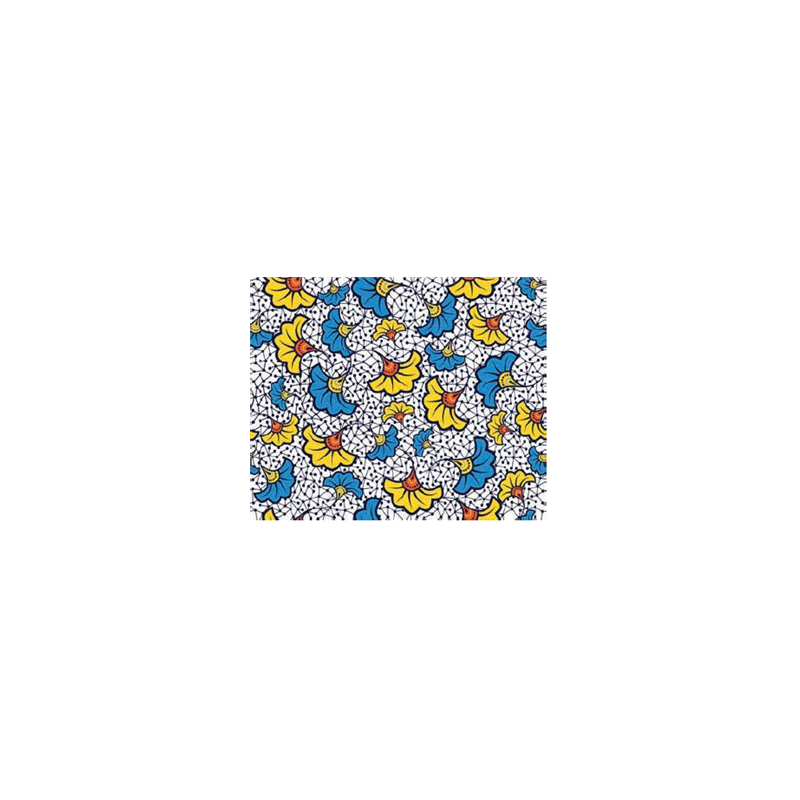 Tissu africain façon Wax ginkgo impression sur coton (Larg. 140 cm) vendu au m