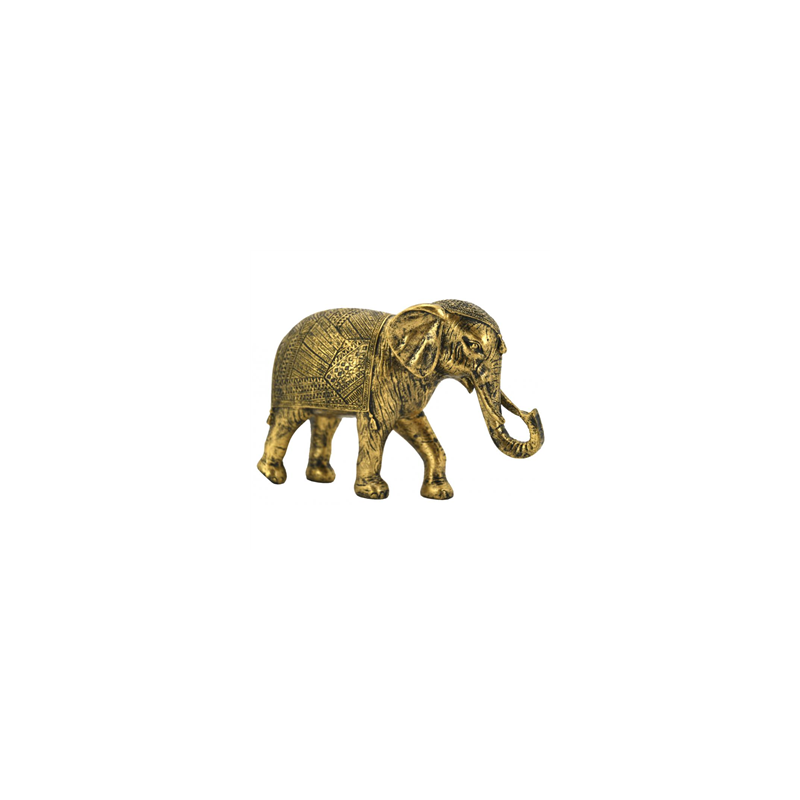 Éléphant à poser en résine dorée antique 24 x 8 x 16cm (rupture fournisseur)