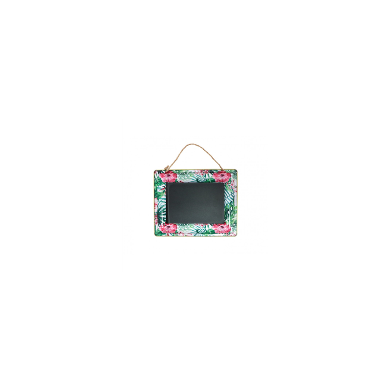 Ardoise métal fleurs tropicales à suspendre 30 x 24 x 1,5 cm