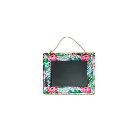 Ardoise métal fleurs tropicales à suspendre 30 x 24 x 1,5 cm