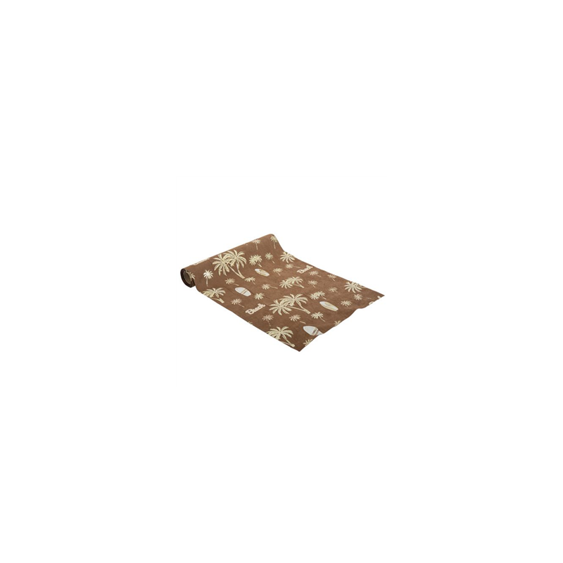 Chemin de table Surf en suédine Or et marron 28cm x 3m